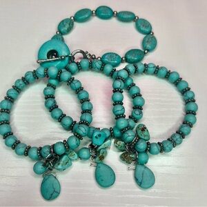 Turquoise Beaded Bracelet Set of 4